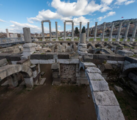 Elegant Columns of Izmir Ancient Agora from Above