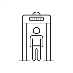Airport Security Metal Detector Illustration Depicting Screening for Safety and Security at Entrance Point, Ensuring Public Safety Compliance