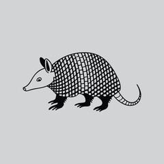Cute Armadillo Line Art Illustration