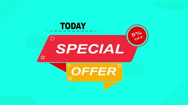 Motion graphic of abstract super sale banner concept. Special Offer, Business Promotion Video ,Special offer, shopping, discount, shop retail business concept. Motion poster. 5% discount sale OFF - Powered by Adobe