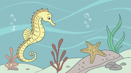 Seahorse & Starfish in Shallow Water.eps