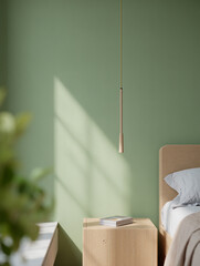 Minimalist Bedroom Interior Design with Modern Pendant Light