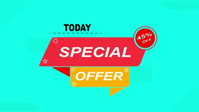Special offer discount tags and shop now on trandsparent background. Special Offer! 45% Off Sale Tag Animation: Business and Savings Concept, Sale promo marketing, Sale Up To 45 Percent Off