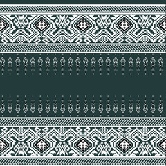 Thai geometric pattern white, black background.Illustratration,vector