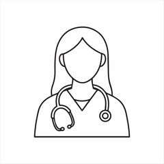 Illustration of a Doctor Wearing a Stethoscope Professional Medical Representation and Healthcare Worker Outline Symbolizing Physicians and Medical Staff