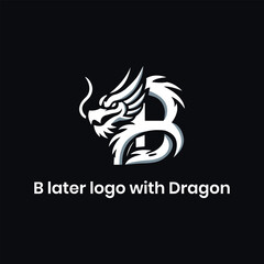 Minimal Abstract Dragon Head Logo Design in Monochrome Vector