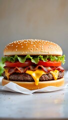Cheeseburger Bacon Lettuce Tomato Sesame Bun sesame seed bun