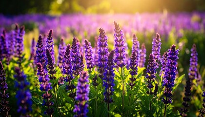 Obraz premium Vibrant purple flowers in sunlight