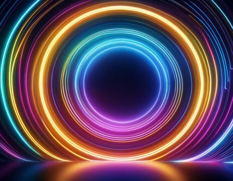 energetic neon circle design for modern art enthusiasts