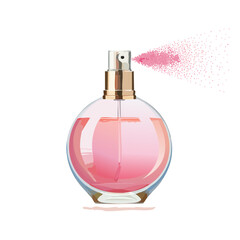 A perfume bottle with spray mist
