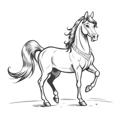 Obraz premium Black mustang horse vector illustration, isolated running wild equine silhouette