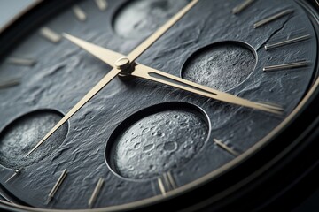 Modern clock showing moon phases