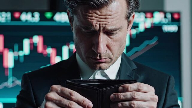 Man with empty wallet