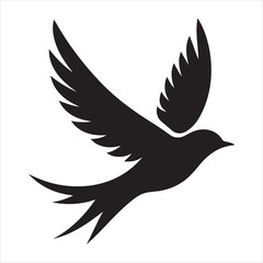 Obraz premium Simple bird vector silhouette flying against a clear sky, wings spread wide, minimal detail , black colour vactor 