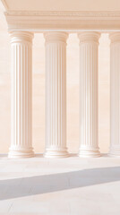 Obraz premium Classic columns under sunlight create an airy and timeless scene, evoking feelings of strength, history, and sophisticated design.