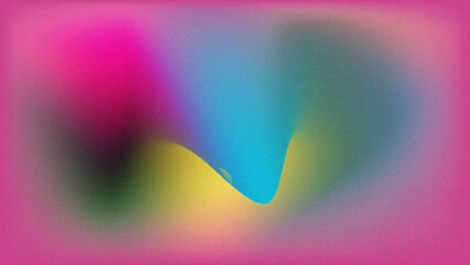 Vibrant abstract gradient with soft grainy texture and flowing shapes in pink blue and green