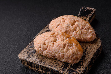 Steamed fish or chicken cutlets or meatballs with salt and spices. Fish cutlets