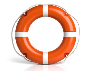Orange life preserver on white