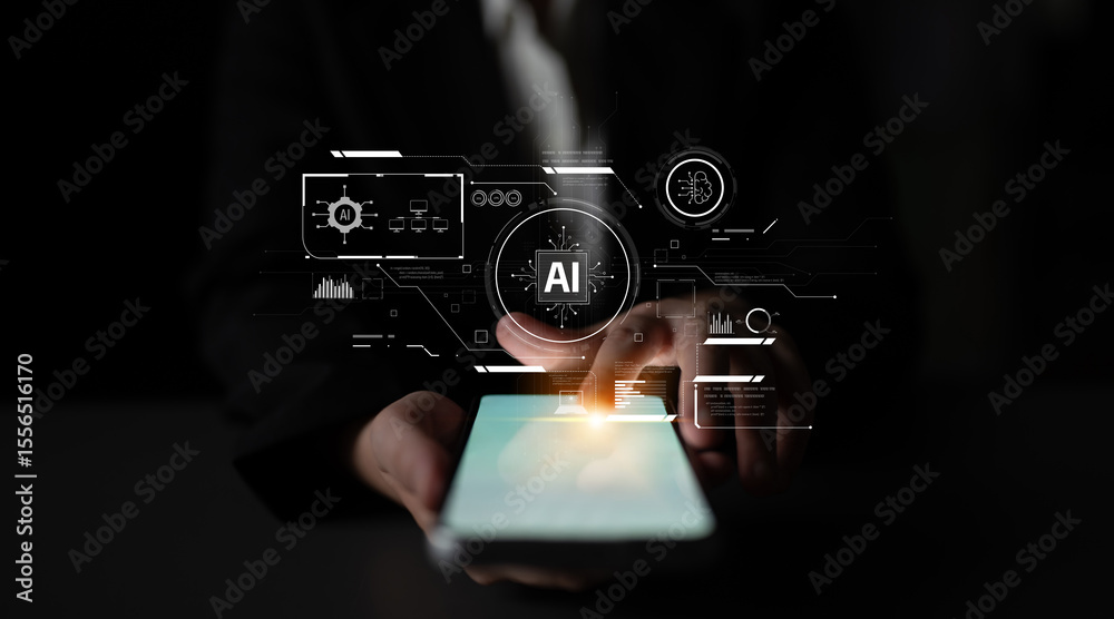 Poster ai interface showing how artificial intelligence powers systems. ai artificial intelligence transfor