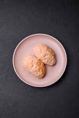 Steamed fish or chicken cutlets or meatballs with salt and spices. Fish cutlets