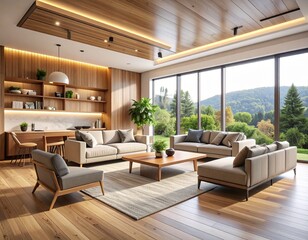 Fototapeta premium Contemporary Smart Home Lounge with Minimal Furniture