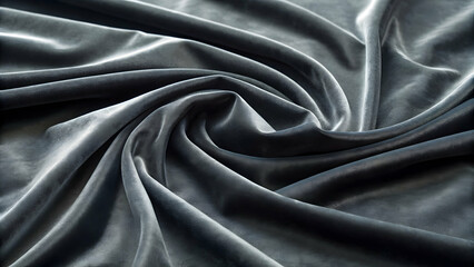 Fototapeta premium Charcoal gray velvet texture with soft ripples and moody light