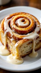 Sweet Cinnamon Roll Glazed Pastry Dessert Food image
