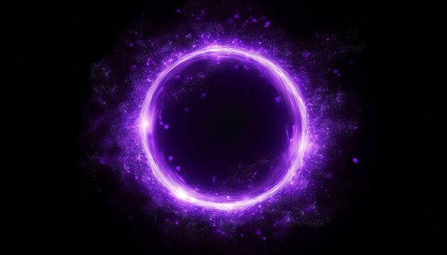 magic ring particles abstract purple circle portal on black and transparent background