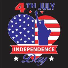USA Independence Day t shirt design silhouette vector art illustration, 4th of July independence day