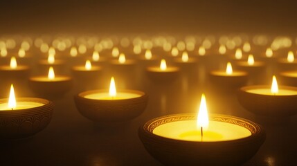 Many warm golden candles