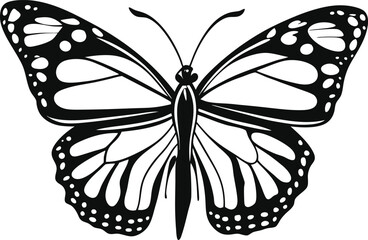 Monarch butterfly silhouettes collection, vector illustration isolated on white background Butterfly silhouette icon. Clipart image isolated on white background
