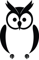 Simple minimalist owl icon in black and white for a modern company logo or app icon