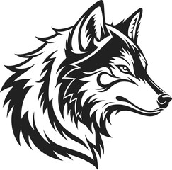 wolf head vector silhouette wolf head black silhouette vector, Simple silhouette Design vector icon with white background. wild animal