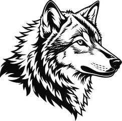 Fototapeta premium wolf head vector silhouette wolf head black silhouette vector, Simple silhouette Design vector icon with white background. wild animal