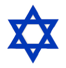 blue star of david symbol with white center and inner shadow, Israel flag star