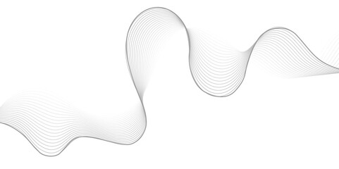 Elegant black gradient wave lines flowing smoothly on a white background. Modern abstract design ideal for sound waves, technology, communication, or futuristic creative visuals.
