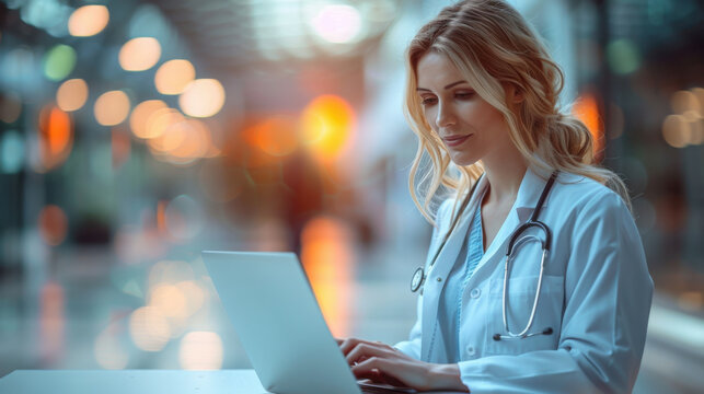 A medical e-learning platform with real doctors and students interacting over a laptop, designed in soft orange, white, and blue, offering trusted online medical education and courses...