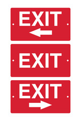 Red EXIT Signs with White Text and Directional Arrows – Emergency Wayfinding Set