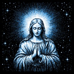 Celestial Illumination: A Meditative Figure in Cosmic Contemplation Under a Starry Night Backdrop.