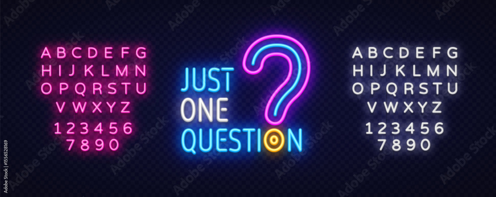 Fototapete question mark neon concept with phrase. vector artwork showing just one question text and bright glo