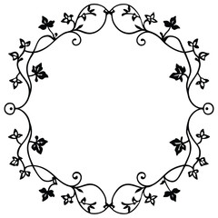 Black Ornamental Floral Frame Curled Ivy Vines Leaves Design Element vector