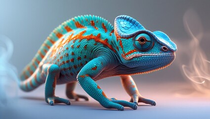 Obraz premium Blue Orange Chameleon