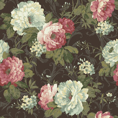  Romantic floral with peonies and scrolls