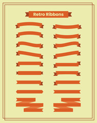 Orange Retro Ribbon design bundle pack collection. set of ribbon designs. for poster and flyer design elements