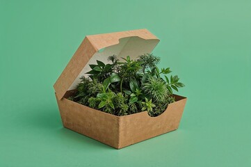 Takeout Box Full of Fresh Greens