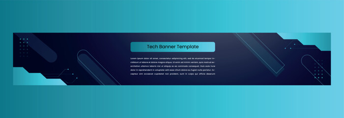 futuristic hi-tech banner template. gradient blue background vector design elements. horizontal banner
