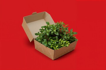 Takeout Box Full of Fresh Greens