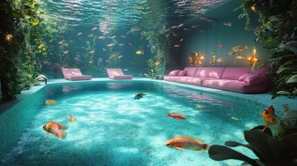 Luxurious underwater pool house