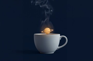 Saturn Rising from Coffee Cup