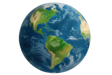 Fototapeta premium Rotating earth globe showing north and south america continents on transparent background, perfect for educational and scientific projects